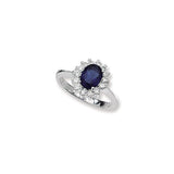 Sapphire Cubic Zirconia Cluster Silver Ring