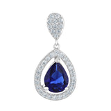 Teardrop Sapphire Cubic Zirconia Silver Fancy Necklace