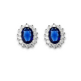 Sapphire Cubic Zirconia Silver Flower Earrings