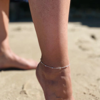 Sterling Silver Bead Design Anklet 