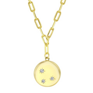 Gold Plated Paperclip Disc Necklace