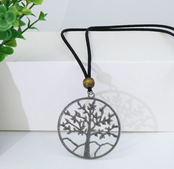 Boho Pewter Tree Of Life Pendant Necklace