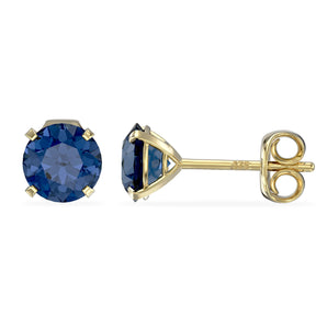 September Birthstone - Sapphire CZ 9ct Gold Stud Earrings www.urbanpizazz.co.uk