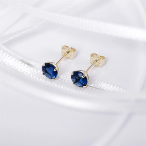 September Birthstone - Sapphire CZ 9ct Gold Stud Earrings www.urbanpizazz.co.uk