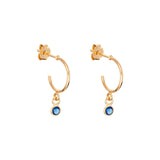 Sterling Silver September Birthstone Hoop Earrings Layered in 9ct Gold