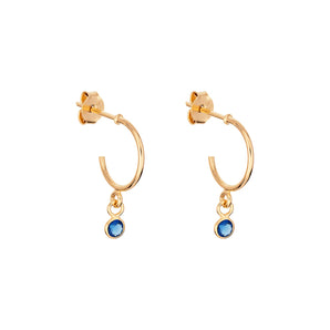 September Birthstone - Sapphire CZ Gold Plated Hoop Earrings