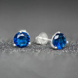 September Birthstone - Sapphire CZ Silver Stud Earrings