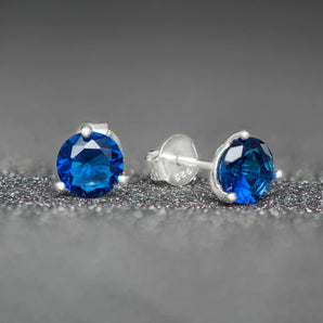 September Birthstone - Sapphire CZ Silver Stud Earrings www.urbanpizazz.co.uk