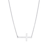 Sterling Silver Side Cross Necklace