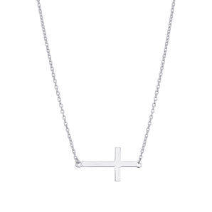 Sterling Silver Side Cross Necklace