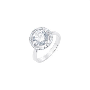 Silver Cubic Zirconia Halo Ring