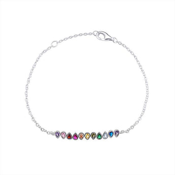 Silver Multi-Coloured Cubic Zirconia Bracelet