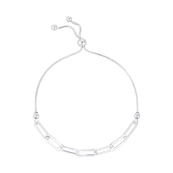 Silver Paperclip Bolo Bracelet 