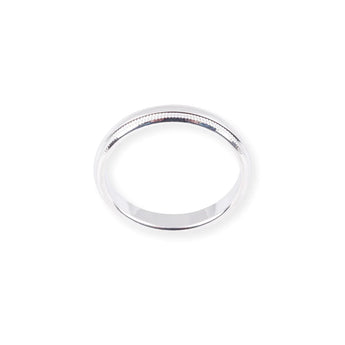 Silver Ribbed Wedding Band