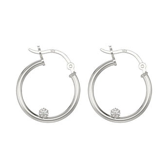 Silver Cubic Zirconia 20mm Hoop Earrings www.urbanpizazz.co.uk