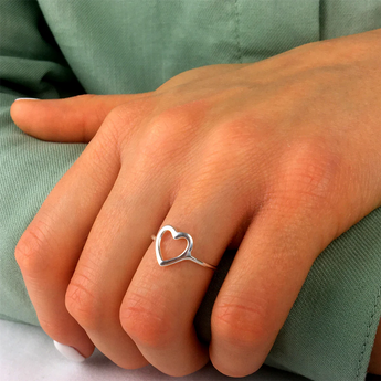 Silver Open Heart Ring