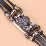 Skull & Leather Beaded Bracelet