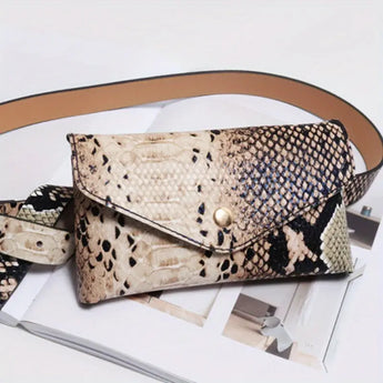 Gold Stylish Snake Skin Patterned Belt Purse