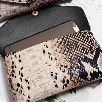 Gold Stylish Snake Skin Patterned Belt Purse