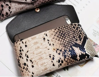 Gold Stylish Snake Skin Patterned Belt Purse