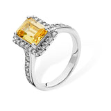 Oblong Yellow Topaz CZ Silver Ring