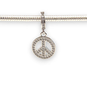 Sterling Silver CZ Peace Dangle Charm