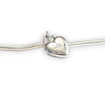 Sterling Silver Heart Shaped Locket Dangle Charm