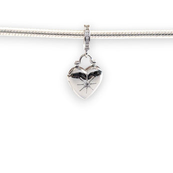 Sterling Silver Heart Shaped Locket Dangle Charm