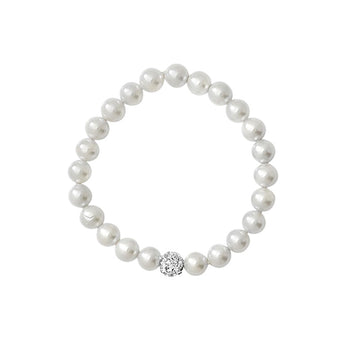 Stretchy Pearl Bracelet with CZ