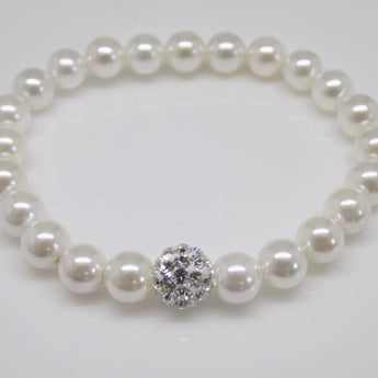 Stretchy Pearl Bracelet with CZ