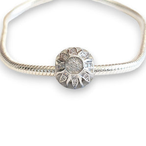 Sunflower Sterling Silver CZ Bead Charm