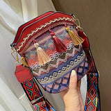 Red Boho Style Colourful Cross Body Bag