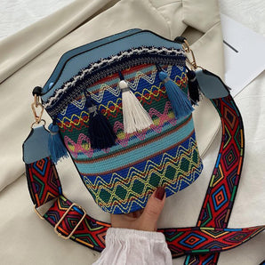 Blue Boho Style Colourful Cross Body Bag