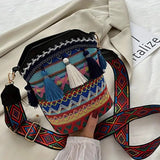 Black Boho Style Colourful Cross Body Bag