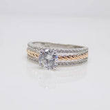 Silver and Rose Gold Three Tier CZ Ring