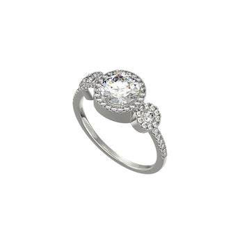 Triple Halo CZ Silver Ring