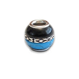 Turquoise and Onyx Sterling Silver Bead Charm