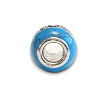 Turquoise and Onyx Sterling Silver Bead Charm