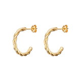 14ct Gold Plated Twisted Hoop Earrings, 925 Sterling Silver