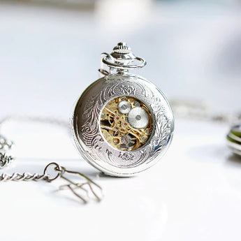 Personalised Roman Skeleton Pocket Watch www.urbanpizazz.co.uk