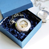 Personalised Roman Skeleton Pocket Watch www.urbanpizazz.co.uk