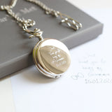 Handwriting Engraved Roman Skeleton Pocket Watch www.urbanpizazz.co.uk