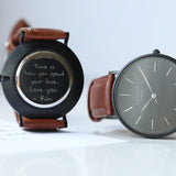 Men's Minimalist Watch - Walnut Strap - Handwriting Engraving www.urbanpizazz.co.uk