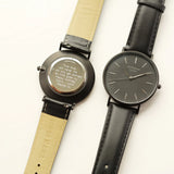 Modern Font Engraving - Men's Minimalist Watch + Jet Black Strap www.urbanpizazz.co.uk