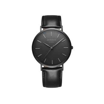 Men's Minimalist Watch With Jet Black Strap - Handwriting Engraving www.urbanpizazz.co.uk