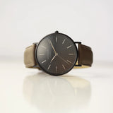 Modern Font Engraving - Men's Minimalist Watch + Urban Grey Strap www.urbanpizazz.co.uk