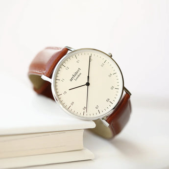 Modern Font Engraving - Men's Architect Zephyr + Walnut Strap www.urbanpizazz.co.uk