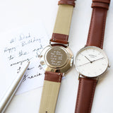 Handwriting Engraving - Men's Architect Zephyr - Walnut Strap www.urbanpizazz.co.uk