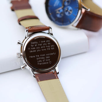 Men's Architect Motivator - Walnut Strap - Modern Font Engraving www.urbanpizazz.co.uk