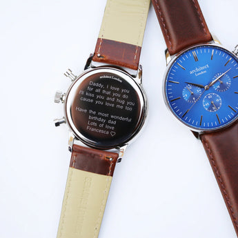 Men's Architect Motivator - Walnut Strap - Modern Font Engraving www.urbanpizazz.co.uk